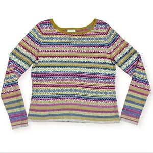 Sundance Fair Isle Snowflake Cotton Silk Blend Multicolor Sweater in Sz S